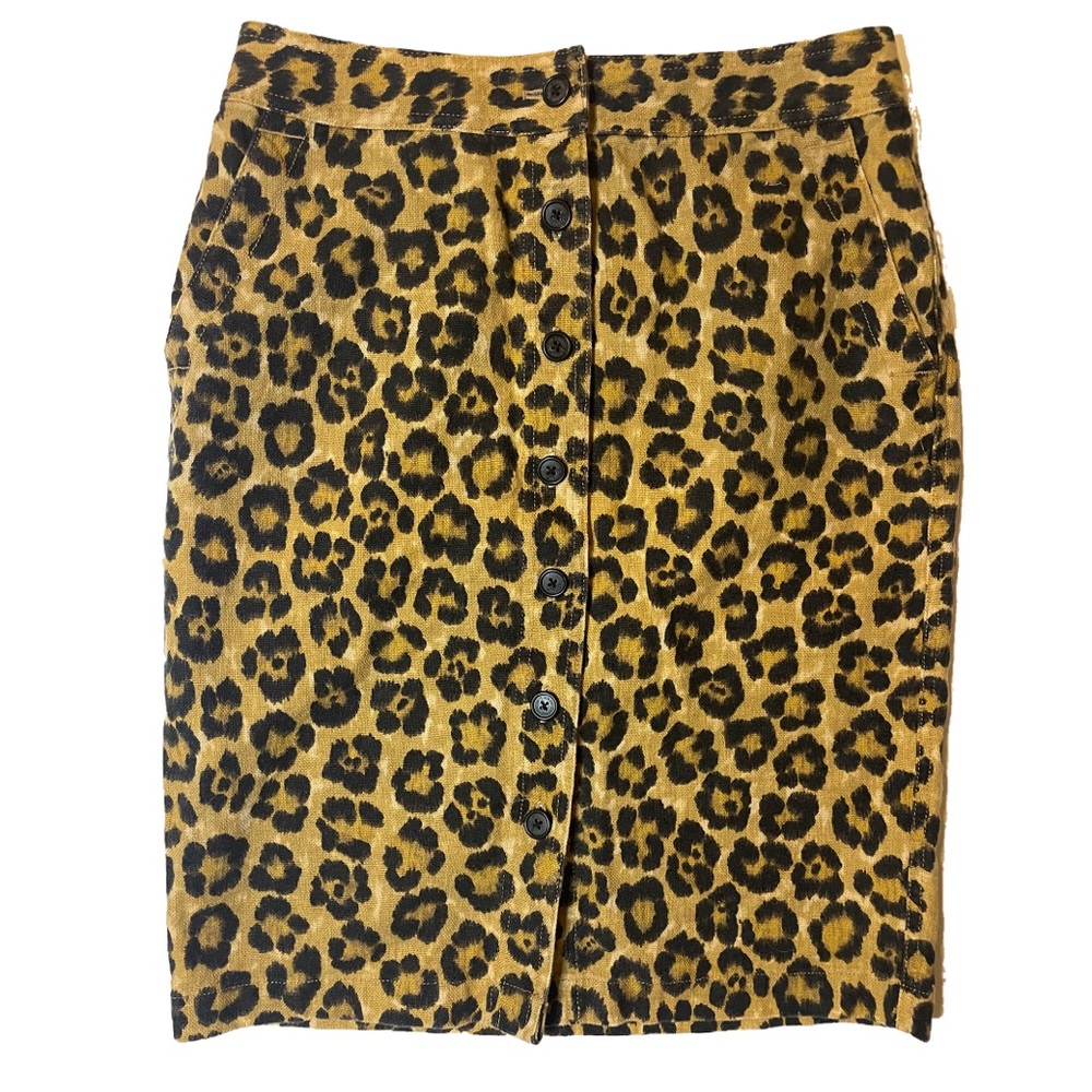 RALPH LAUREN Cheetah Pencil Knee Length Skirt - Linen Cotton blend - Size 4